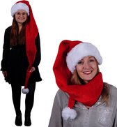 Luxe XL kerstmuts rood/wit pluche voor volwassenen - Kerstaccessoires/kerst verkleedaccessoires