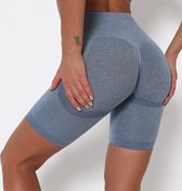 Shape Sportlegging Dames High Waist Naadloze Push Up Yoga Broek - Grijs Blauw