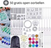 Fleau Epoxy Starterspakket - 137-delig + 50 Open Oorbellen - Zonder Giethars - Siliconen Mallen - Sieraden Maken - Voor Armband/Ring/Ketting/Oorbellen - Resin Art - 12 Kleuren