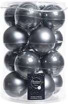Oneiro's luxe kerstballen Titan Grey - SET VAN 16 - ø8 cm - kerstbal - luxe verpakking – kerstcollectie – kerstdecoratie – kerstboomhanger – kerstversiering