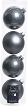 Oneiro's luxe kerstballen Titan Grey - SET VAN 4 - ø10 cm - kerstbal - luxe verpakking – kerstcollectie – kerstdecoratie – kerstboomhanger – kerstversiering