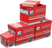 Sens Design Opbergdoos - opbergbox voor kinderen - brandweer - 3 stuks