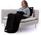 Belieff®️ Cozy deken met voetenzak en handzakken - Multifunctionele deken - Dubbelgevoerd fleece binnenzijde - Zwart - M