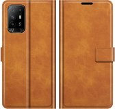 Deluxe Book Case - Oppo A94 5G Hoesje - Bruin