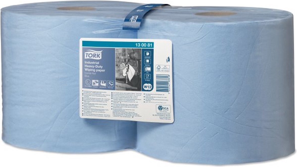 Goedkoopste Tork Adv. Wiper 440 Perform. 3-lgs blauw 119 mtr x 24 cm pak à 2 rol/350 vel (130081
