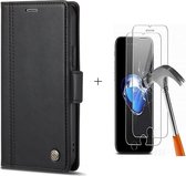 GSMNed – Hoogwaardig Hoesje iPhone 12/12 Pro Zwart – Luxe Leren Pu Hoesje – 3 pasjes houder – Design – magnetische sluiting – Met Screenprotector