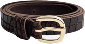 Tannery - Dames Riem - Leer - Bruin - Print - Goudgesp - Maat 85 (S/M)