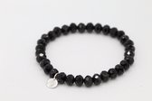 Bubbels Sieraden crystal armband black hematite pearl -  zwart - Maat one size - F22