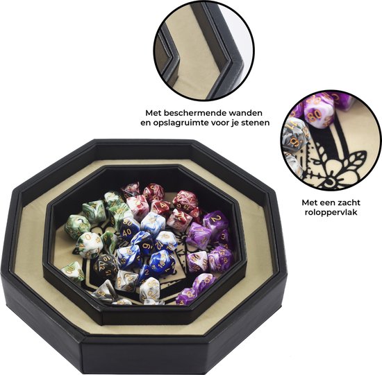 Thumbnail van een extra afbeelding van het spel Lapi Toys - Dungeons and dragons essential kit - D&D polydice tray - Dnd dice tray - Dobbelsteenbak met deksel - Inclusief 5 sets dobbelstenen