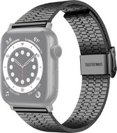 By Qubix Metalen bandje - Zwart - Geschikt voor Apple watch 38mm - 40mm - 41mm - Compatible Apple watch bandje - smartwatch bandje
