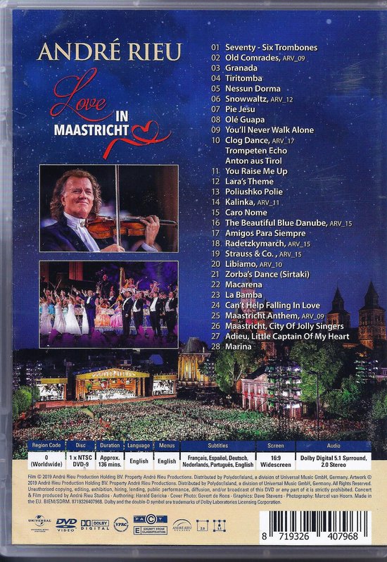 André Rieu & Johann Strauss Orchestra - Strauss: Love In Maastricht (DVD) - André Rieu & Johann Strauss Orchestra