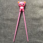 2 paar eetstokjes voor kinderen met hulpstukje - Chopsticks for kids - Beer - licht roze/ Pink (2 setjes)