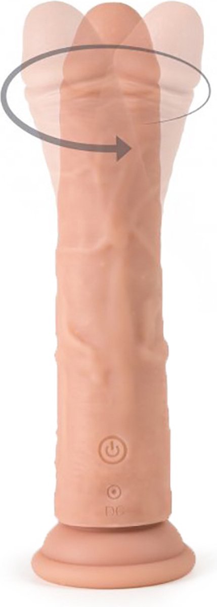 Goedkoopste Virgite roterende vibrerende dildo van 19 cm met afstandsbediening - beige
