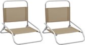 vidaXL Strandstoelen 2 st inklapbaar stof taupe