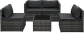 vidaXL 5-delige Loungeset met kussens poly rattan grijs