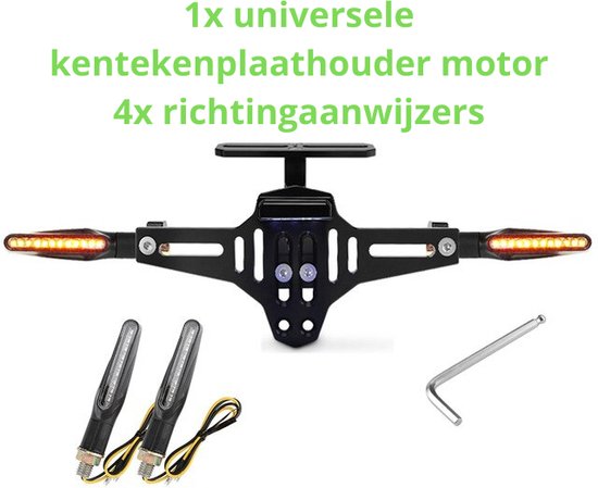 Support universel de plaque d'immatriculation de moto avec lumière LED,  support de plaque d'immatriculation