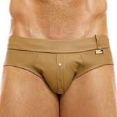 Modus Vivendi - Leather Legacy Bottomless Slip Camel - Maat M - Heren Slip & Jockstrap - Mannen Ondergoed - Nep leer