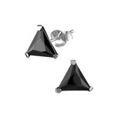 Zilveren oorbellen | Oorstekers | Zilveren oorstekers, zwarte driehoek