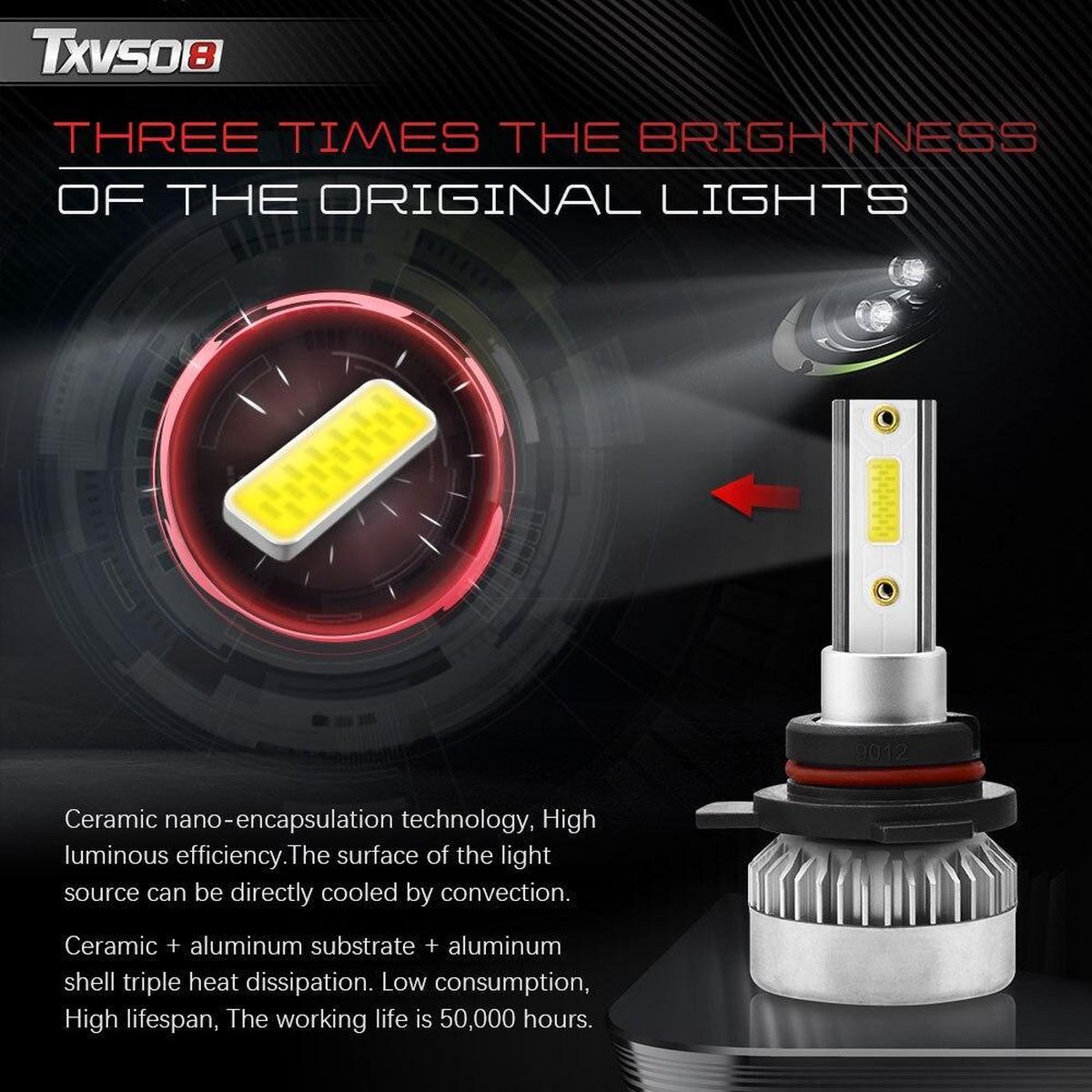 H8 / H9 / H11 LED lamp 20000 Lumen (set 2 stuks) incl CANbus EMC CHip 6500k Ultra-bright Wit Korte inbouw diepte /100 Watt Motor / Auto / Scooter / Motor /Dimlicht / Grootlicht / Koplampen / Autolamp / Lampen / Autolampen / CANbus adapter 12v – foto 4