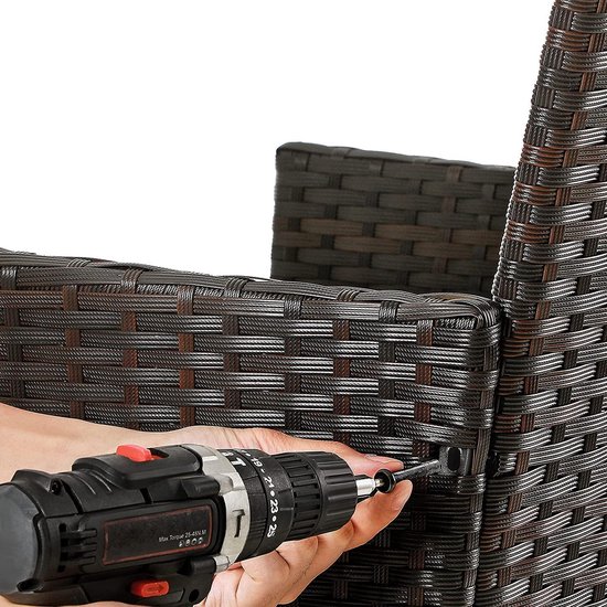 SONGMICS Tuinmeubelset van polyrattan, loungeset, in rotanlook, terrasmeubilair, balkonmeubilair, voor terras, tuin, balkon, bruin-beige GGF001K02