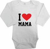 Baby rompertje - I love mama - Romper lange mouw wit - Maat 62/68