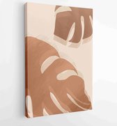 Botanische muur kunst vector set. Earth tone boho gebladerte lijntekeningen tekenen met abstracte vorm. 2 - Moderne schilderijen – Verticaal – 1870947433 - 80*60 Vertical