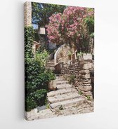 Onlinecanvas - Schilderij - Straat Gordes. Provence. Frankrijk Art Verticaal Vertical - Multicolor - 115 X 75 Cm