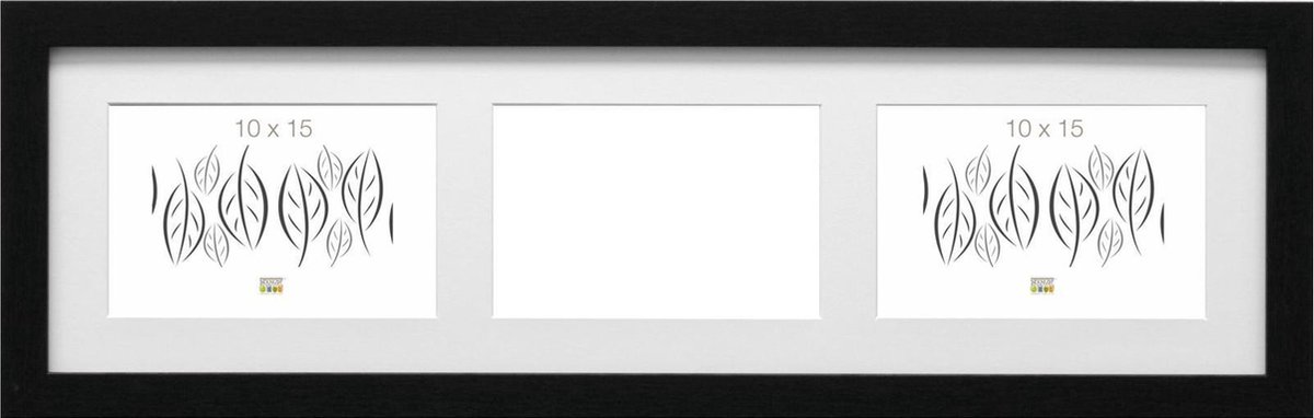 Deknudt Frames fotolijst S66KC3 - zwart - 3 horizontale foto's 10x15 cm