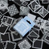 50 Verschillende Rechthoekige Transparante Met Witte Stickers - Z0086 - Rechthoekige Vormen Kant Wit Met Transparant Stickers- Voor Scrapbook Of Bullet Journal - Stickers Voor Volw