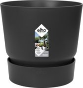 Elho Greenville Rond 14 - Bloempot voor Buiten met Waterreservoir - 100% Gerecycled Plastic - Ø 14 x H 13.4 cm - Living Black