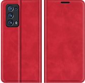 Oppo Reno 6 Pro 5G Hoesje - Portemonnee Book Case - Kunstleer - Rood