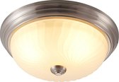 Lindby - plafondlamp - 2 lichts - ijzer, glas - H: 12.2 cm - E27 - antiek messing, opaalwit