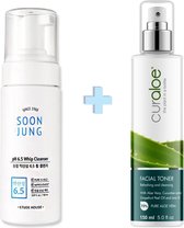 Clean Skin Set: Curaloe Facial Toner (1) + Soon Jung Whip Cleanser SkinPh 6.5 - Normal, Combined & Oily Skin Types - Ph Huidbalans