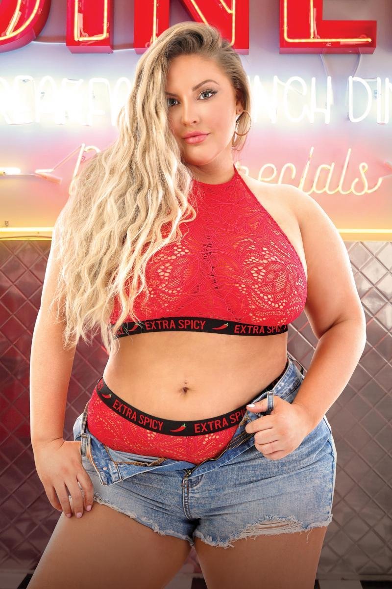 Vibes Extra Spicy Kanten Haltertop Met Slip - Curvy