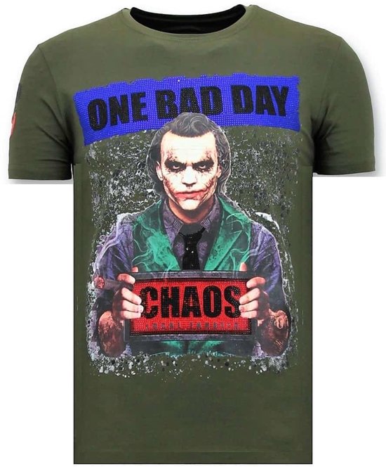 T-shirt pour homme Local Fanatic exclusif - The Joker Man - T-shirt vert Cool pour homme - The Joker Man - T-shirt pour homme Wit taille L