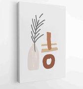 Earth tone boho gebladerte lijntekeningen tekenen met abstracte vorm. Abstract Plant Art-ontwerp voor print, omslag, behang, minimale en natuurlijke kunst aan de muur. 3 - Moderne