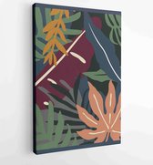 Abstracte kunst textielontwerp met literatuur of natuurlijke tropische lijnkunst, 3 - Moderne schilderijen – Verticaal – 1857070765 - 40-30 Vertical