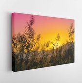 Berglandschap in de avond. Prachtig meer tegen bergen. De Hula-vallei in het noorden van Israël bij zonsondergang - Modern Art Canvas - Horizontaal - 1478572004 - 50*40 Horizontal