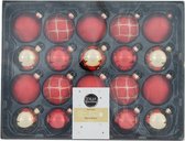 Oneiro's luxe kerstballen SET van 20 – ø67 mm – multi -  kerstbal - luxe verpakking – kerstcollectie – kerstdecoratie – kerstboomhanger – kerstversiering – rood – groen – wit