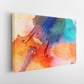 Onlinecanvas - Schilderij - Abstracte Vioolachtergrond Viool Die De Ligt. Muziekconcept Art Horizontaal Horizontal - Multicolor - 115 X 75 Cm