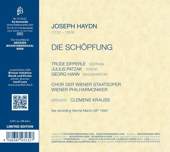 Wiener Philharmoniker, Clemens Krauss - Haydn: Die Schöpfung (CD) - Wiener Philharmoniker, Clemens Krauss