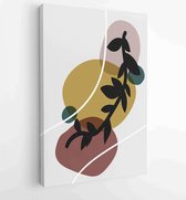 Earth tone boho gebladerte lijntekeningen tekenen met abstracte vorm. Abstract Plant Art-ontwerp voor print, omslag, behang, minimale en natuurlijke kunst aan de muur. 4 - Moderne