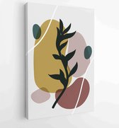 Earth tone boho gebladerte lijntekeningen tekenen met abstracte vorm. Abstract Plant Art-ontwerp voor print, omslag, behang, minimale en natuurlijke kunst aan de muur. 1 - Moderne