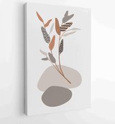 Gebladerte lijntekeningen met abstracte vorm. Abstract Plant Art-ontwerp voor print, omslag, behang, minimale en natuurlijke kunst aan de muur. 1 - Moderne schilderijen – Verticaal