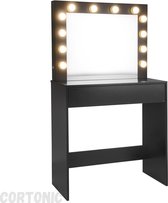 Cortonic - Make up tafel - Kaptafel met Spiegel - Modern - Schminktafel - met Verlichting - Zwart