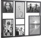 Fotolijst - Zwarte Fotocollage - Fotolijst Collage - voor 6 Foto’s - Metaal en glas - 32 x 40.5 x 2.5 cm