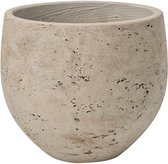 Pot Rough Orb S Grey Washed Fiberclay 18x15 cm grijze ronde bloempot