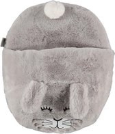 Grote voetenwarmer slof konijn grijs one size 30 x 27 cm - Dierensloffen/dierenpantoffels