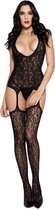 Kanten Catsuit Met Jarretel Design
