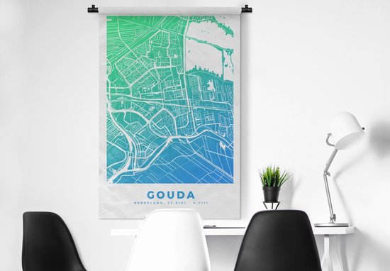 Tapisserie - Tapisserie - Plan de la ville - Gouda - Nederland - 90x135 cm - Tapisserie - Carte